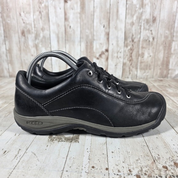 Keen Shoes - Keen Presidio Womens Black Leather Walking Shoes Low Top Sneakers 1018314 Size 9